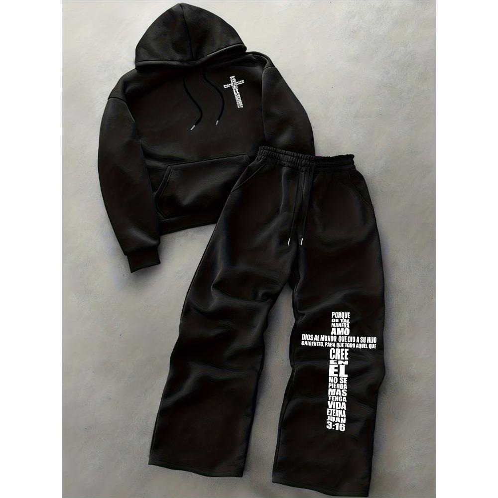 Retro American Casual Suit, Soft Fabric Hooded Sweatshirt Wide Leg Pants Set, Suitable for Daily Travel and Outdoor Travel