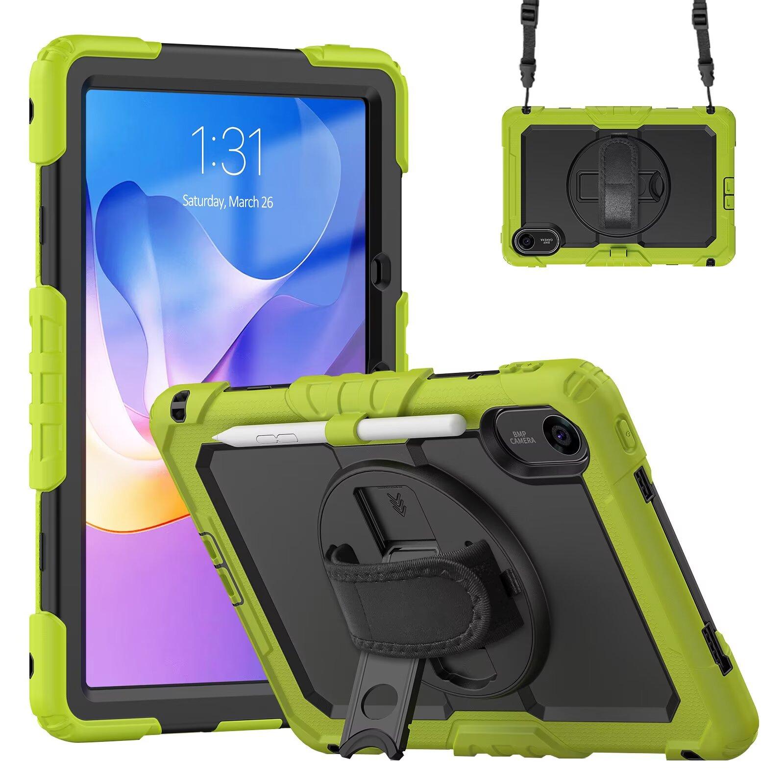 Coque PC Protection Ultime Pour Xiaomi Redmi Pad 2 SE 11, Rotation 360° Sangle Main Épaule Coque Multifonctionnelle 3 Couches Redmi Pad2 SE11 2025 vert