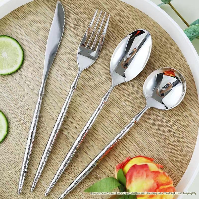 Ballet Hammer Pattern 304 Stainless Steel Western Cutlery Set: Knife, Fork, Spoon for Restaurant or Home Use