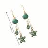 Bohemian Style Alloy Starfish Drop Earrings Conch Shell Long Tassel Earrings Geometric Shape Elegant Enamel Earrings Vacation