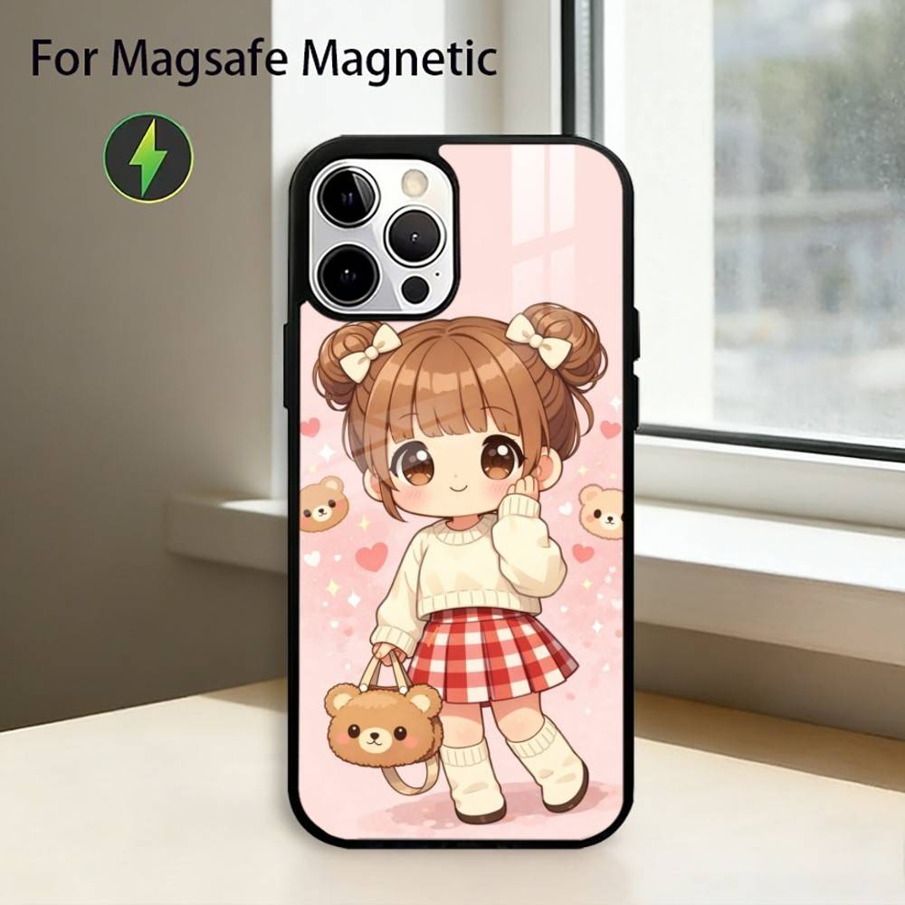 Cute Angry L-Little Girl Phone Case For iPhone17,16,15,14,13,12,11 Plus,Pro Magnetic with Magsafe Wireless Charging