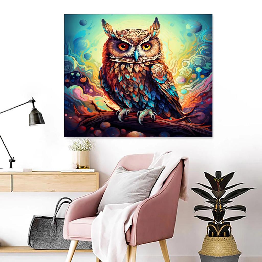 RUOPOTY Acrylmalerei nach Zahlen für Erwachsene Eule Zeichnung auf Zahlen Wand Kunst Malset Geschenk handgemalte Leinwand Malerei Anim