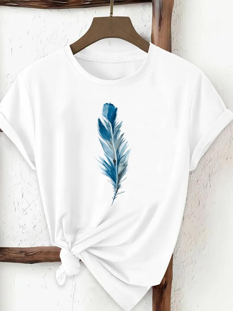 (Asian Size) Tee Print Fashion Top Women Clothing T Shirt Woman Female Sweet Flower Lovely Cute Short Sleeve Graphic T-shirts