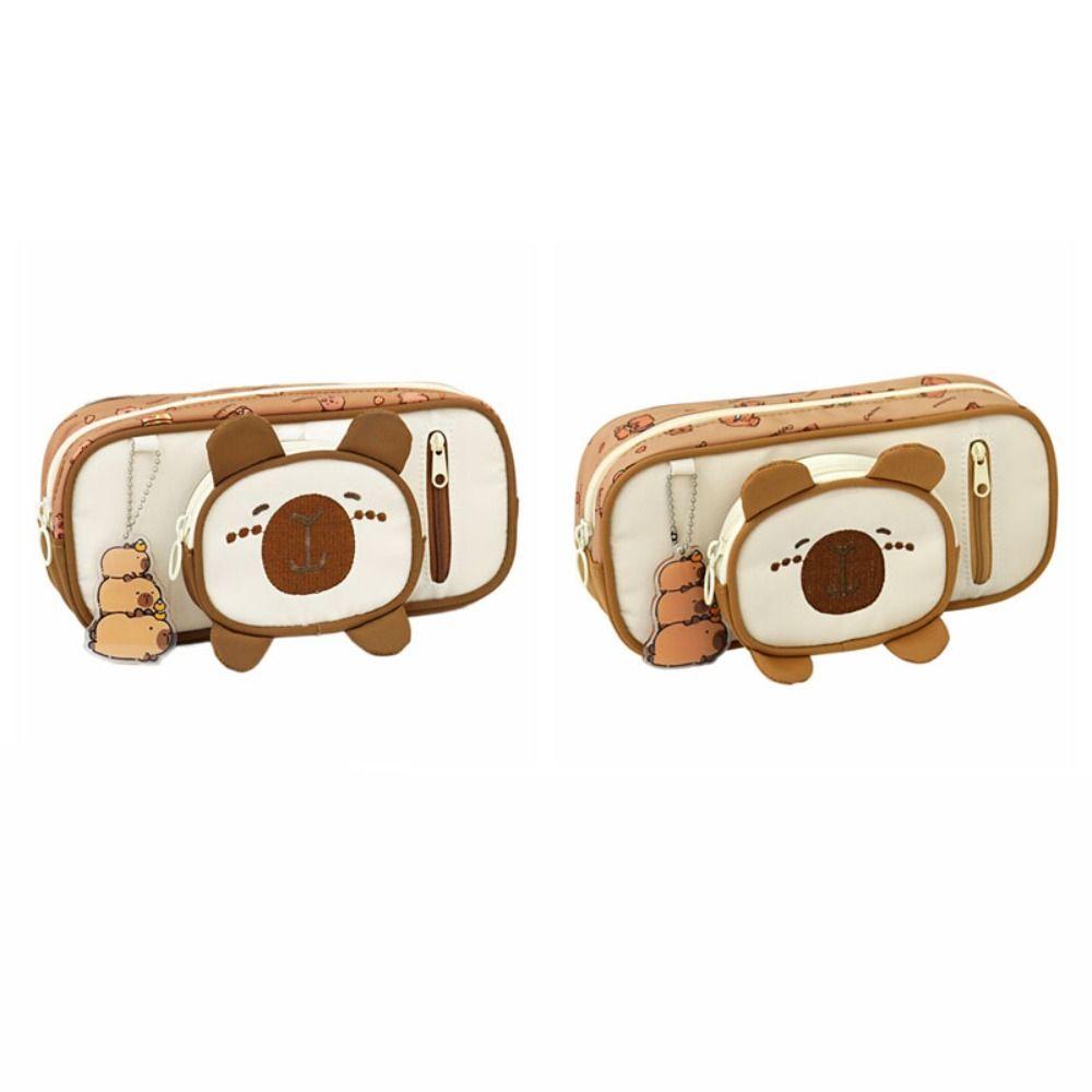 Large Capacity Capybara Pen Bag Detachable Cartoon Pencil Case Lovely Capybara Pencil Case Student