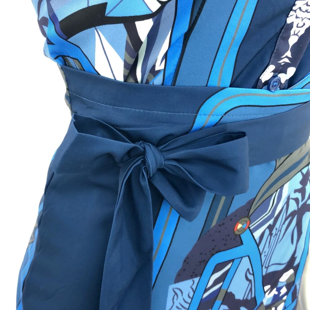 GRAXIA Cabaret Midi Scarf Front Size L Dress, Dress, Sleeveless, Print, Elegant, Buttons, Knee-Length, Women's, White,