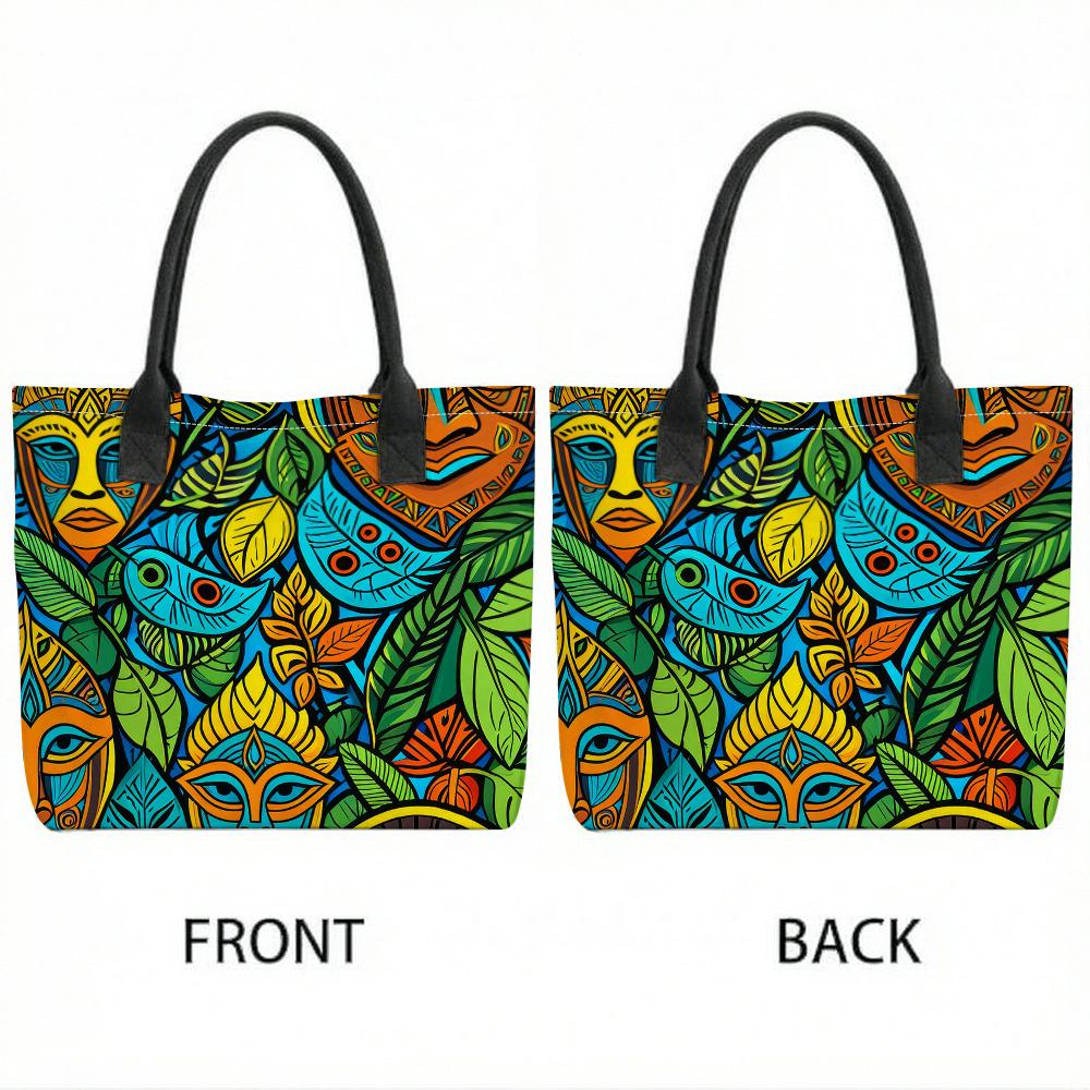Boho Tribal Print Tote Bag Casual Large Capacity Shoulder Handbag for Daily Use