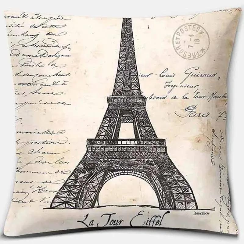 

40x40cm Paris Vintage Architectural Print Pillow Case Home Decor Car Sofa Cushion Cover 12x12Inch
