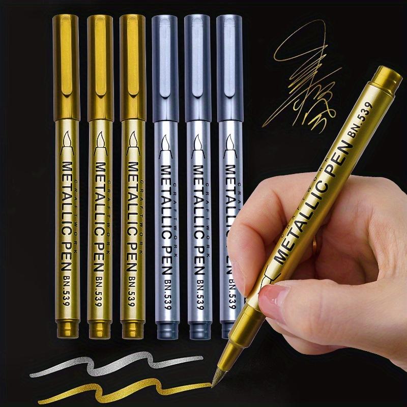 10 Pack Golden & Silvery Permanent Markers - Bold Oil-Based Ink, for DIY Crafts, Resin Art, Office Supplies, Greeting Cards