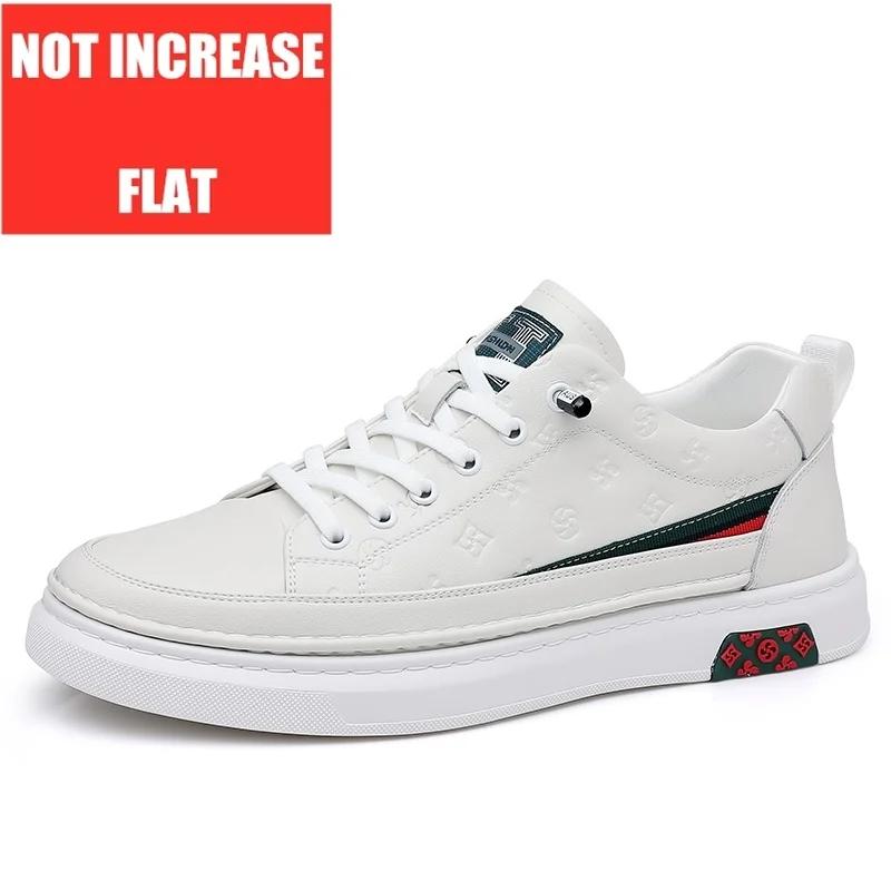 Fashion 2024 New Lente Heren Liftschoenen Heren Loafers Wit Zacht Lederen Mocassins Hoogte Verhoogd 5Cm Groter Schoenen Man Sneakers