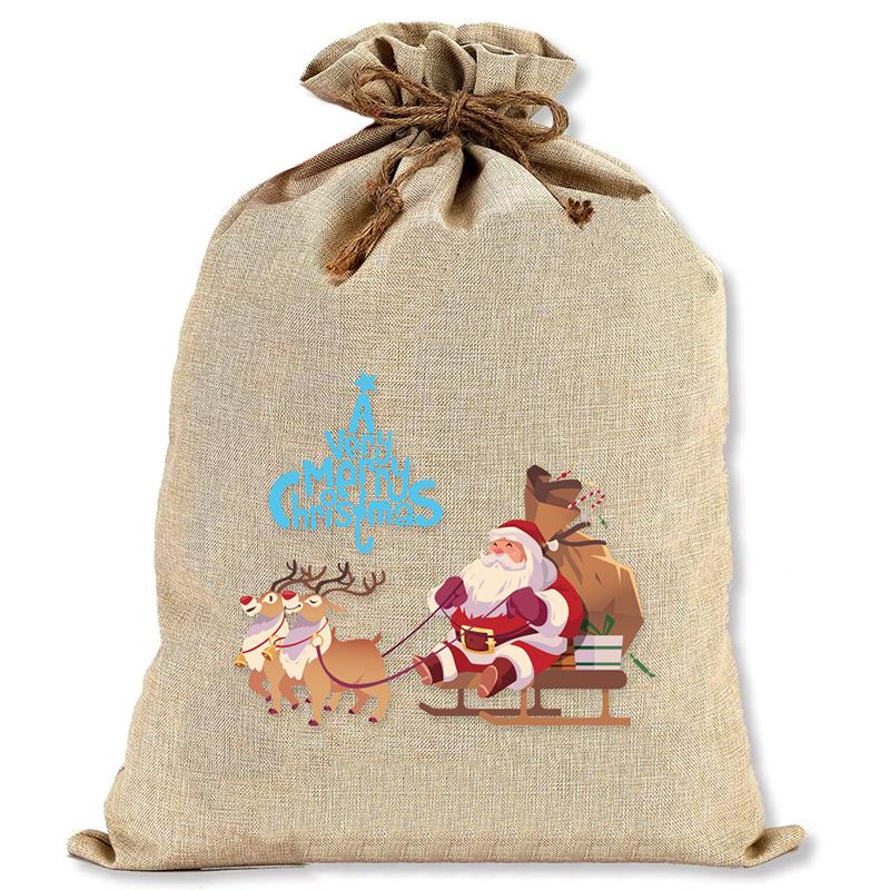 

1PC Eco-Friendly Burlap Christmas Sack Natural Jute Party Favor Pouch 40x50cm
