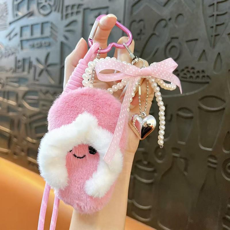 Exquisite Plush Slipper Keychain: Cute Bag Accessory & Squeaky Doll