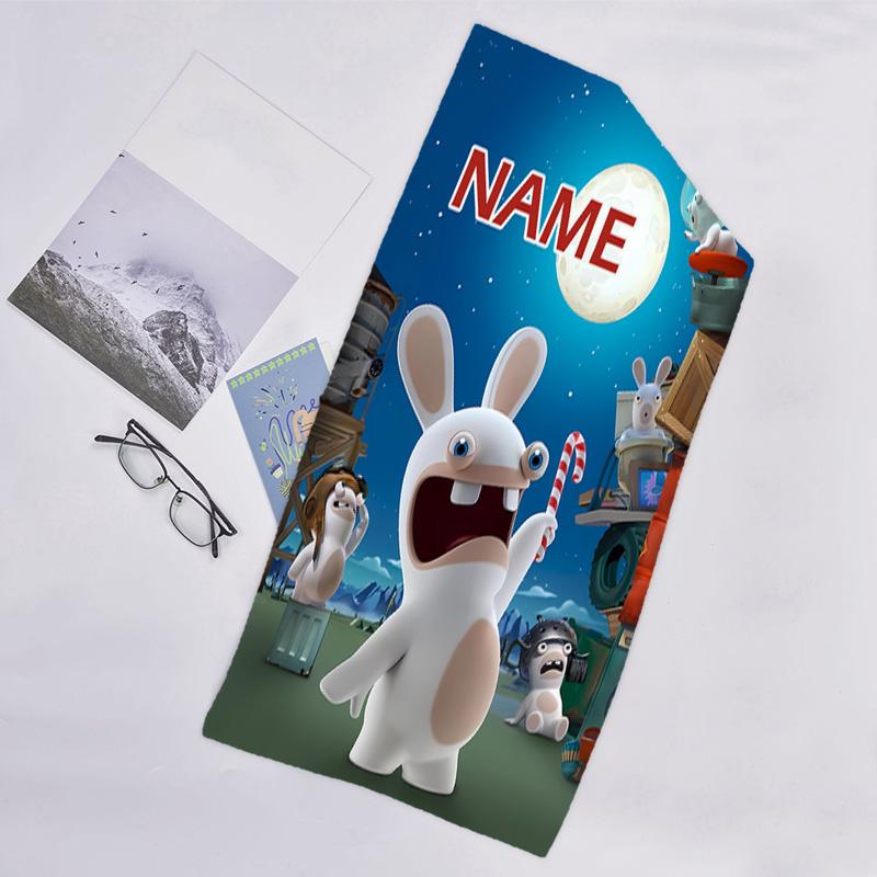 1pc Raving Rabbids Beach Towel with Custom Name, Beach/Swimming/Bath/Picnic/Camping Towel, Suitable for Seaside Beaches