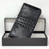 FashionBerry Green Crocodile Long Wallet for Men and Women, Made from a Single Piece of Genuine Alligator Leather, Features a Zipper-Through Closure,