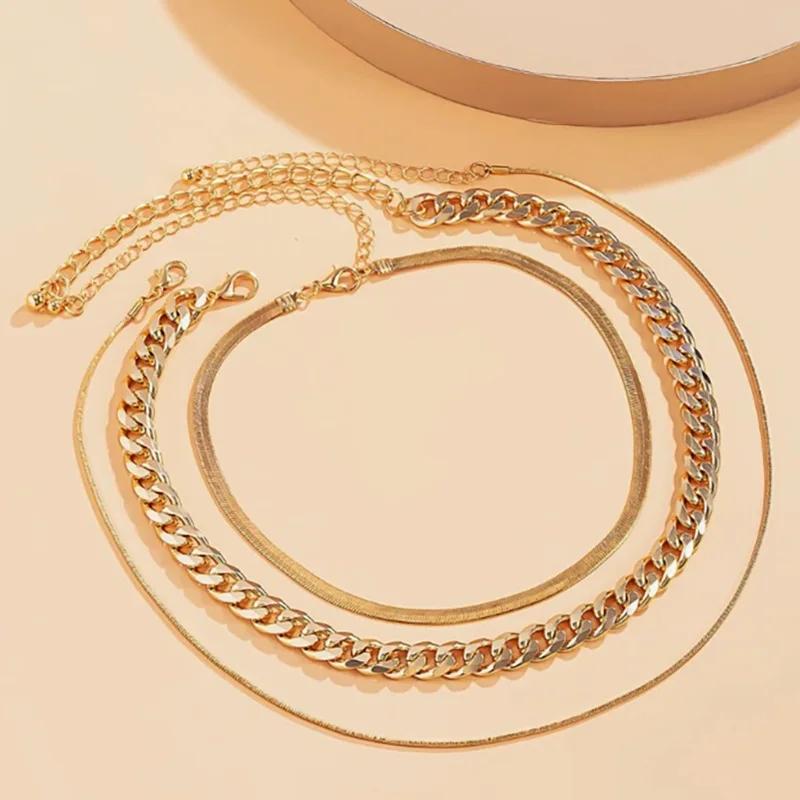 Simple Jewelry Flat Snake Chain Necklace - Stainless Steel Rope Layering Design Fashionable Accessory for Women Gift