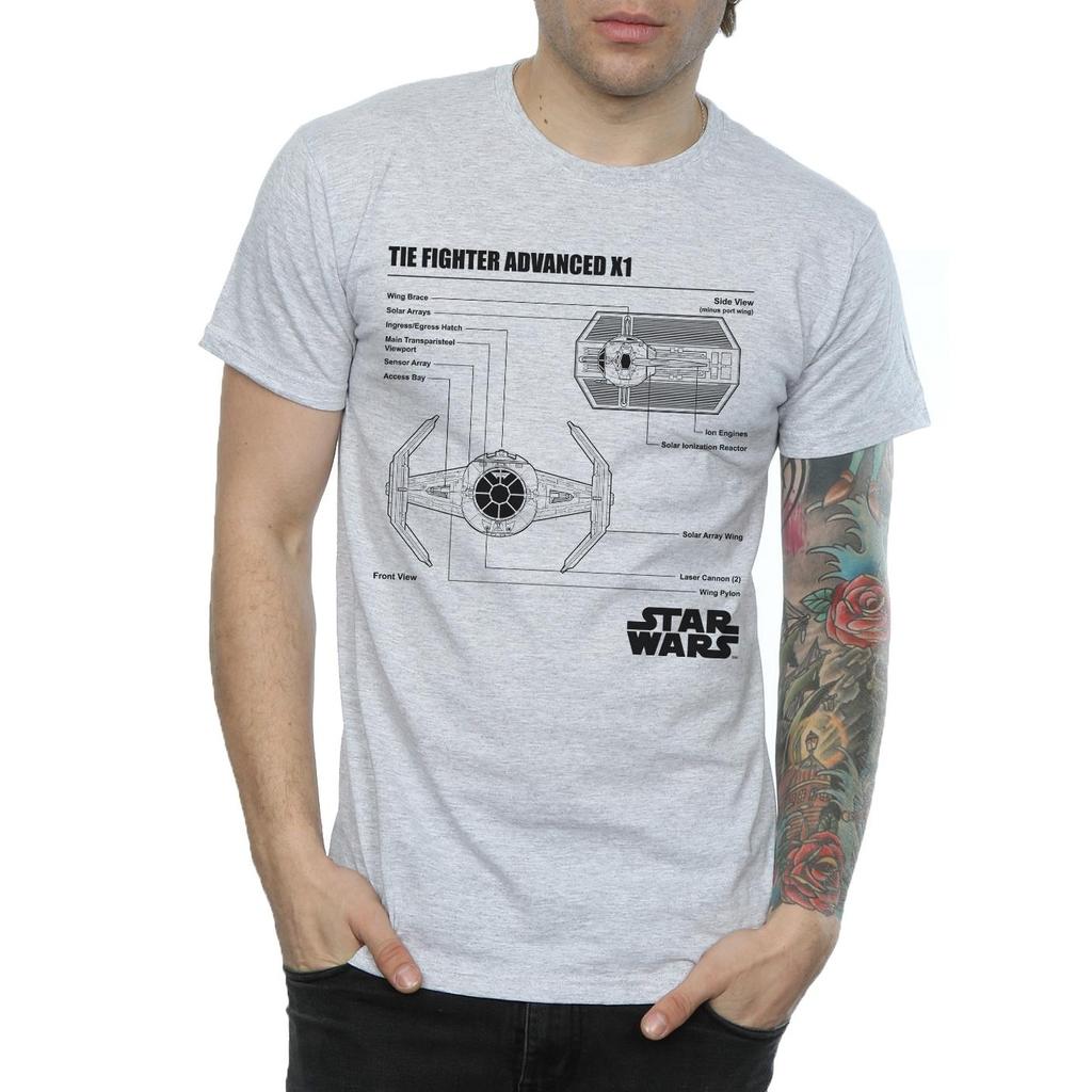 STAR WARS Mens TIE Fighter X1 Blueprint T-Shirt