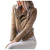 Women Vintage Leather Zipper Short  Motorcycle Slim Coat Retro Jacket