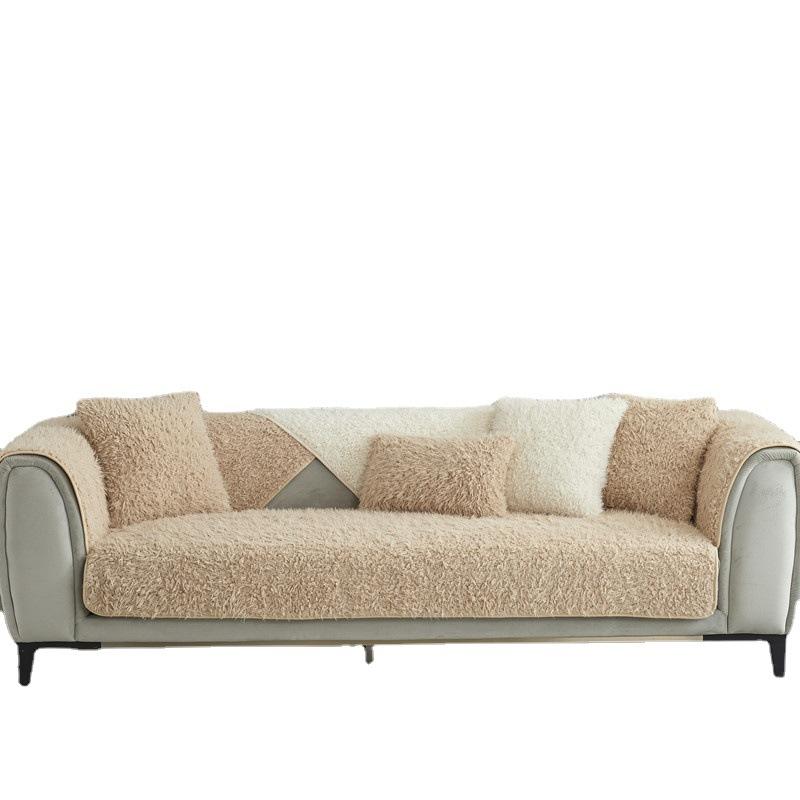 Housse de coussin de canapé en peluche, épaisse, antidérapante, en peluche, pour l'hiver, nouvelle couverture complète de canapé, serviette en tissu