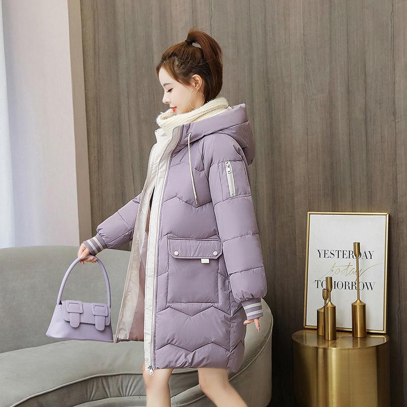 Baumwolle gepolsterte Frauen mittlere lange koreanische lose verdickte Winterjacke neues Brot