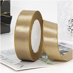 Gift Satin Ribbons Wholesaler 1inch 100% Polyester Christmas Ribbon Gold Wired Edged Satin Ribbon Roll Accept Print Logo