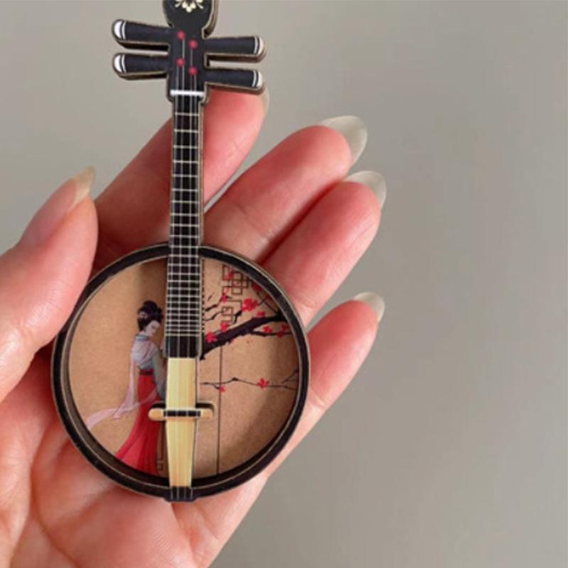 Chiński Styl Narodowy Instrument Muzyczny Naklejka na Lodówkę Rekwizyty Fotograficzne Pipa Antyczny Styl Dekoracyjne Naklejki Magnetyczne