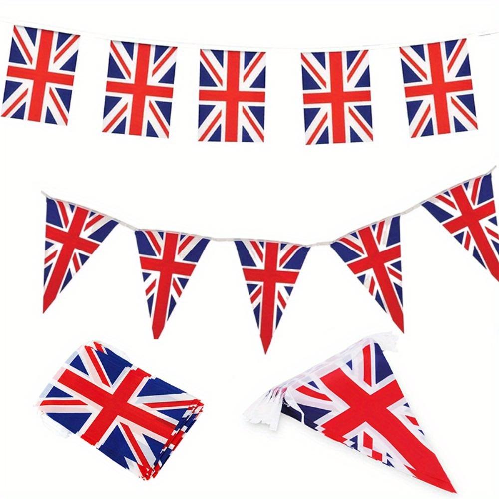 10m (32.8ft) 30 Flags UK British Flag String Flag Pennant Decoration Hanging Flag Pull Flag National Day Garden Decoration
