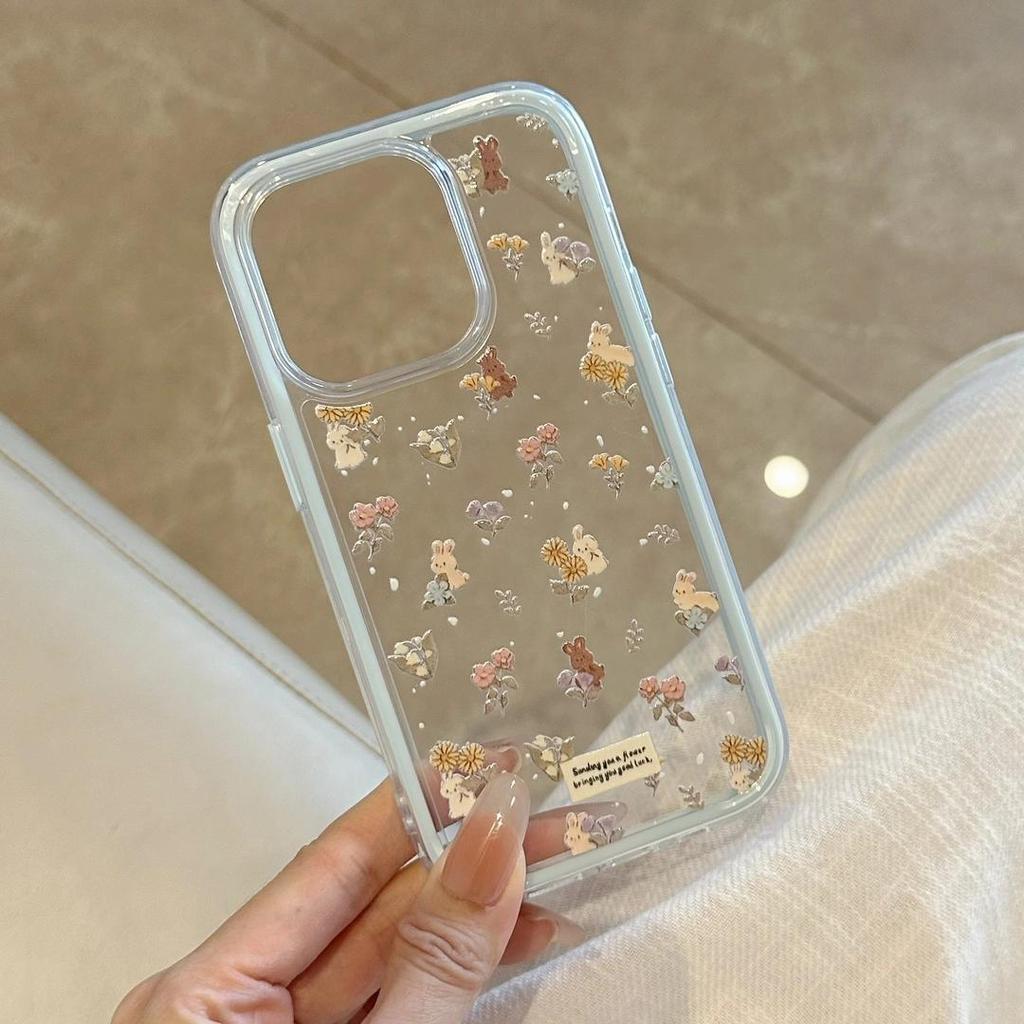 Dziewczęcy kwiatowy słodki mały króliczek odpowiedni dla IPhone16promax Apple 15 etui na telefon komórkowy 14 nowy model