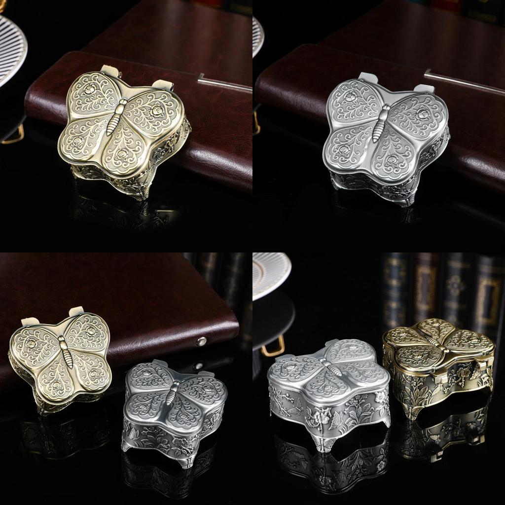 Elegant Zinc Alloy Jewelry Box With Butterfly Pattern For Weddings And Gifts