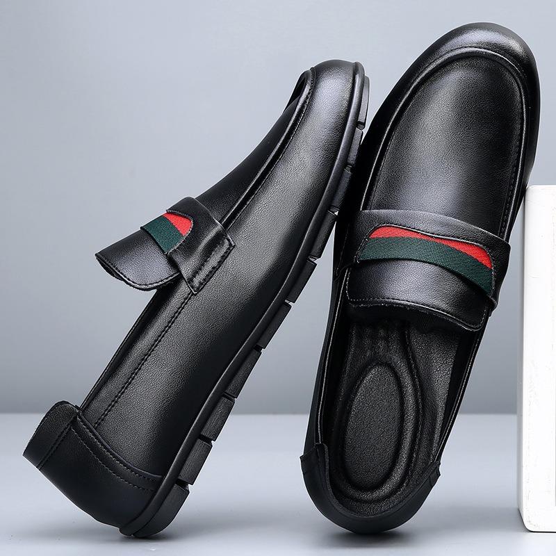 Doudou Shoes Men's Autumn New Fashion Men's Shoes Versatile Men's Comfortable Soft Sole One Pedal Driving Casual Leather Shoes Tide