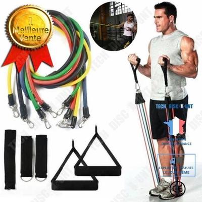 11 Pieces-Set Resistance Tubes Gym Fitness Workout Exercise Handles Yoga Bands Fitness and Bodybuilding Accessories