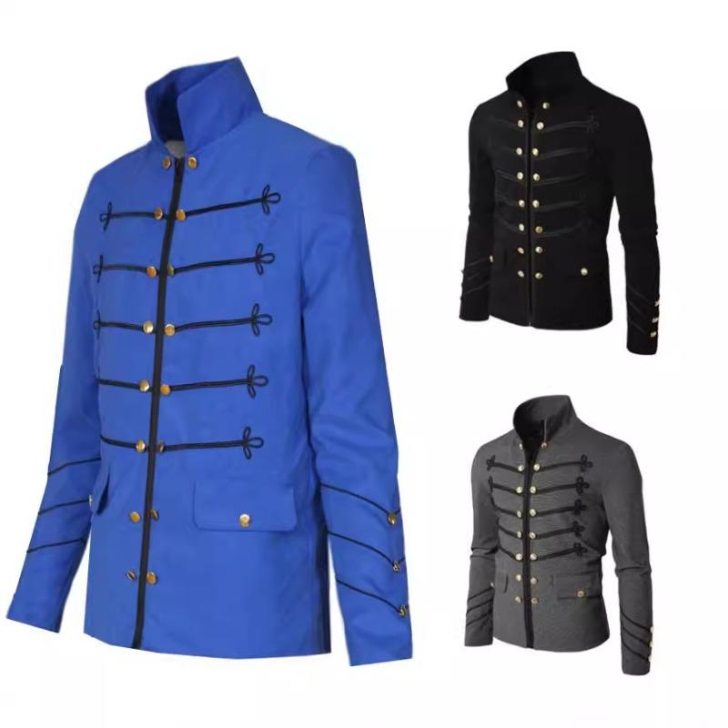 Bestickte Knöpfe Einfarbige Herrenjacke