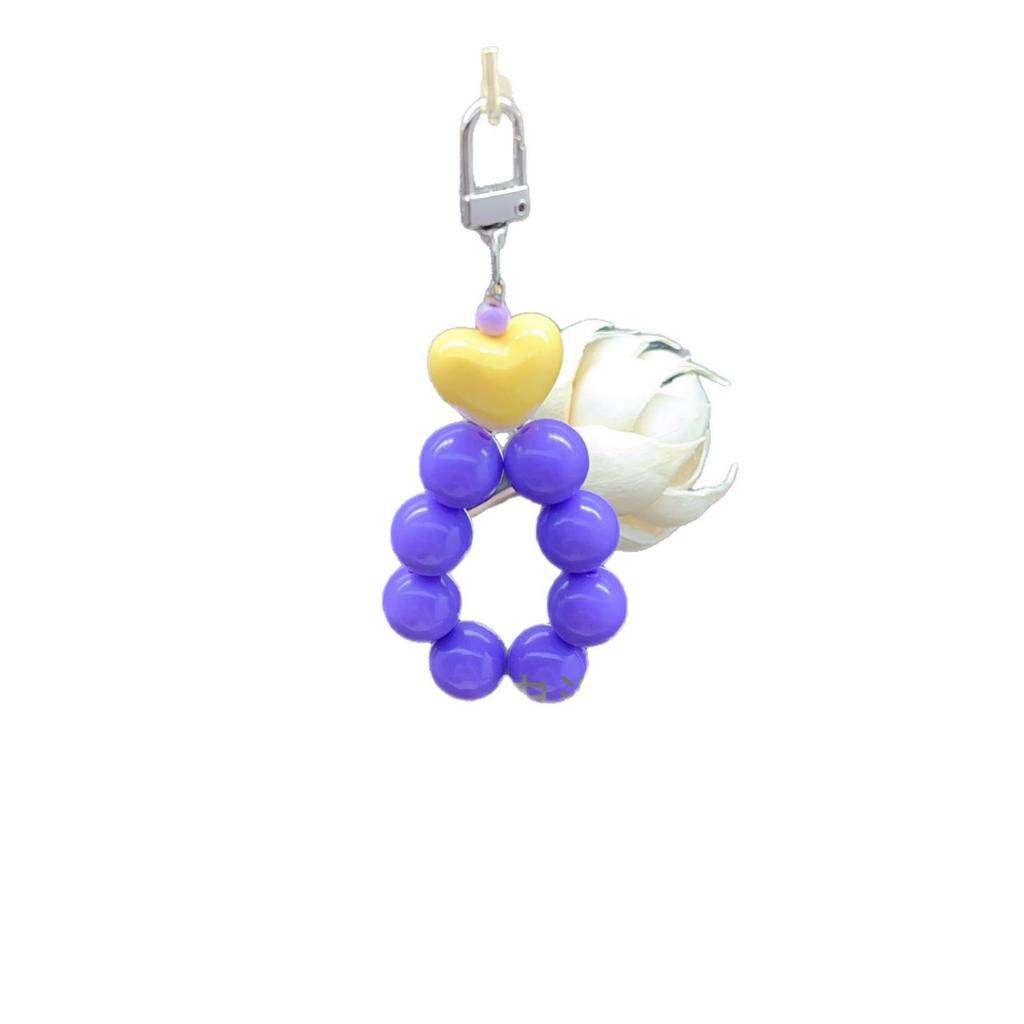 Korean Style Cute Colorful Beaded Heart Phone Lanyard and Camera Charm for Women