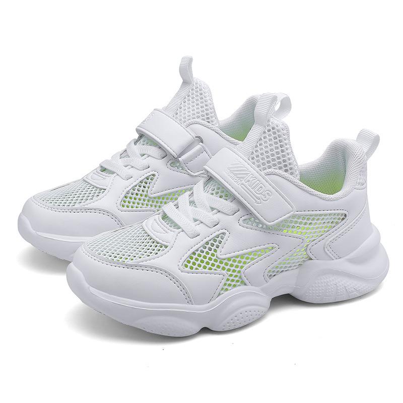 Boys Shoes 2025 Spring and Autumn New Middle and Large Children's Boys Net Shoes Little White Shoes Student Breathable Leather Sneakers