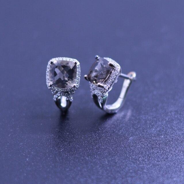 

Серьги-клипсы из натурального дымчатого кварца с подушечкой 7 мм, стерлинговое серебро 925 пробы, ювелирные украшения для женщин, которые носят в офисе каждый день