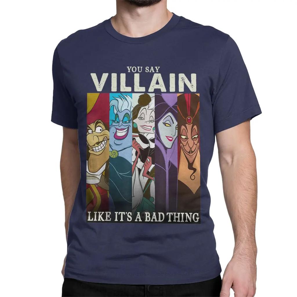 Disney Villains T-Shirt for Men Women Colorful Group Humor Graphic Humor Pure Cotton Tees Short Sleeve T Shirts Graphic Clothing
