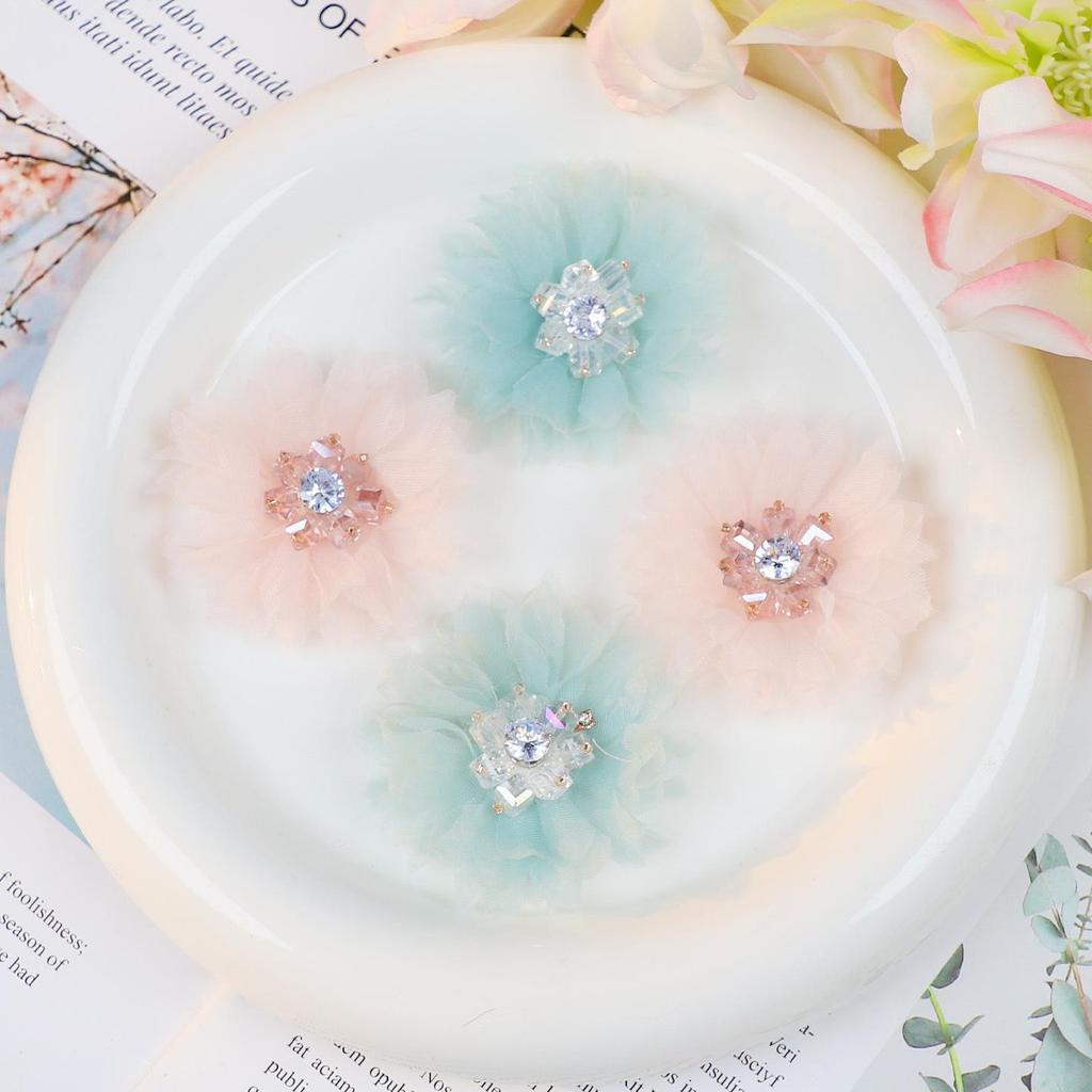 Crystal Core Organza Flower Brooch & Headdress DIY Accessories