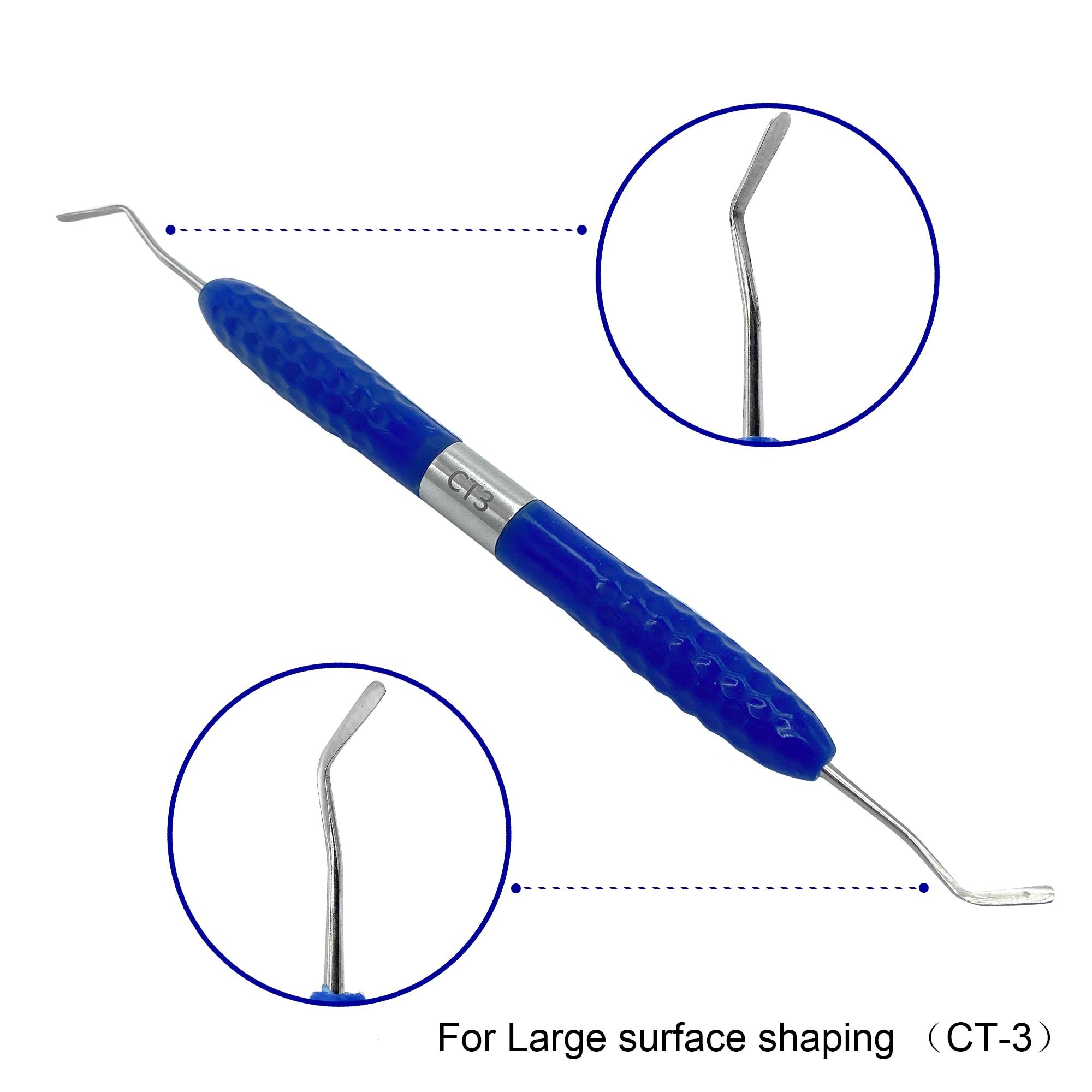 

Стоматологический заполненный смолой реставрационный инструмент, наполнитель, нож для эстетической реставрации, силиконовая ручка, стоматологические инструменты 1pcs CT3