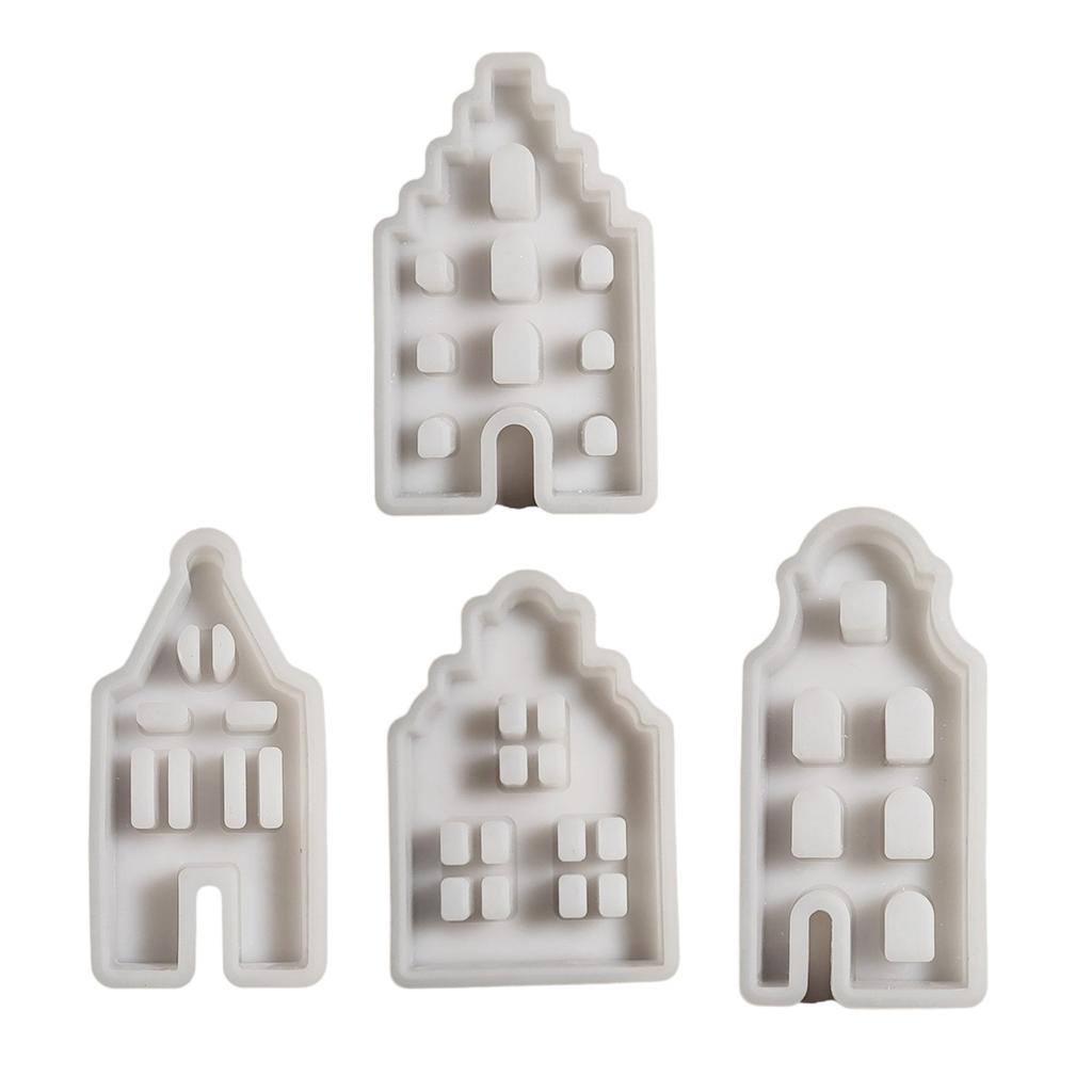4 Pack House Silicone Molds Resin Crafting Moulds Silicone Art Craft Molds House Ornament Molds for Hand-Making Crafting