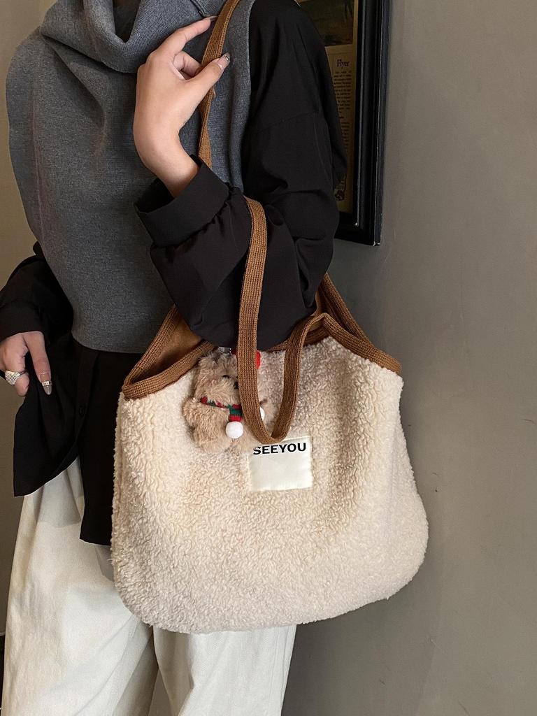 Women's Christmas Frosted Textured Bucket Bag: Simple Autumn/Winter Handbag with Crossbody, Shoulder Strap