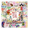 50 Happy New Year Doodle Decoration Festival English Stickers DIY Mobile Case Suitcase Stickers Waterproof