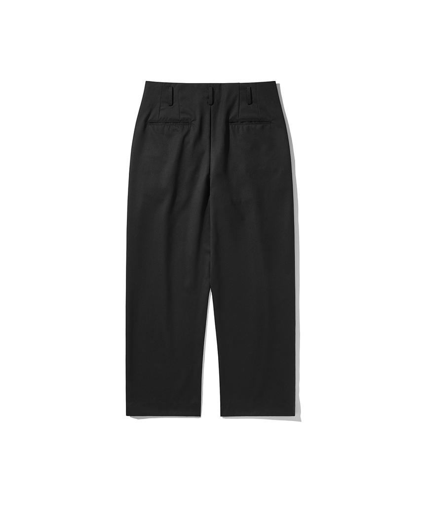 HISHANDER Unset Two Pleats Pants Black
