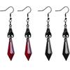 Darkness Black Red Crystal Drop Earring Goth Vampire Bat Ear Drops Hoops Gothic Rose  Halloween Cosplay Aretes Earring