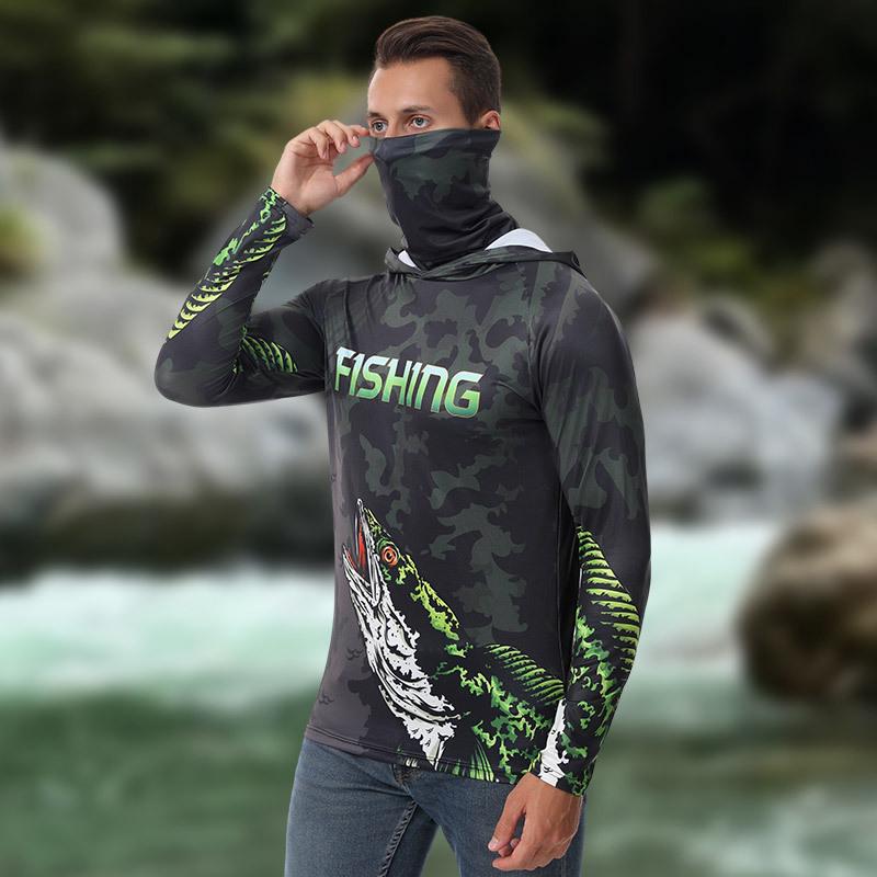 Men's Quick-Dry Hooded Sun Protection Fishing Jacket with Mask