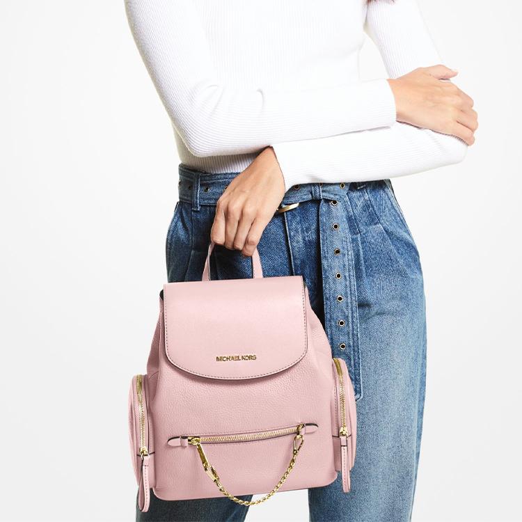 Michael Kors Mk Jet Set Monogram Logo Color Block Leather Backpack Medium Women backpack Pink 35T1GTTB6L-7278