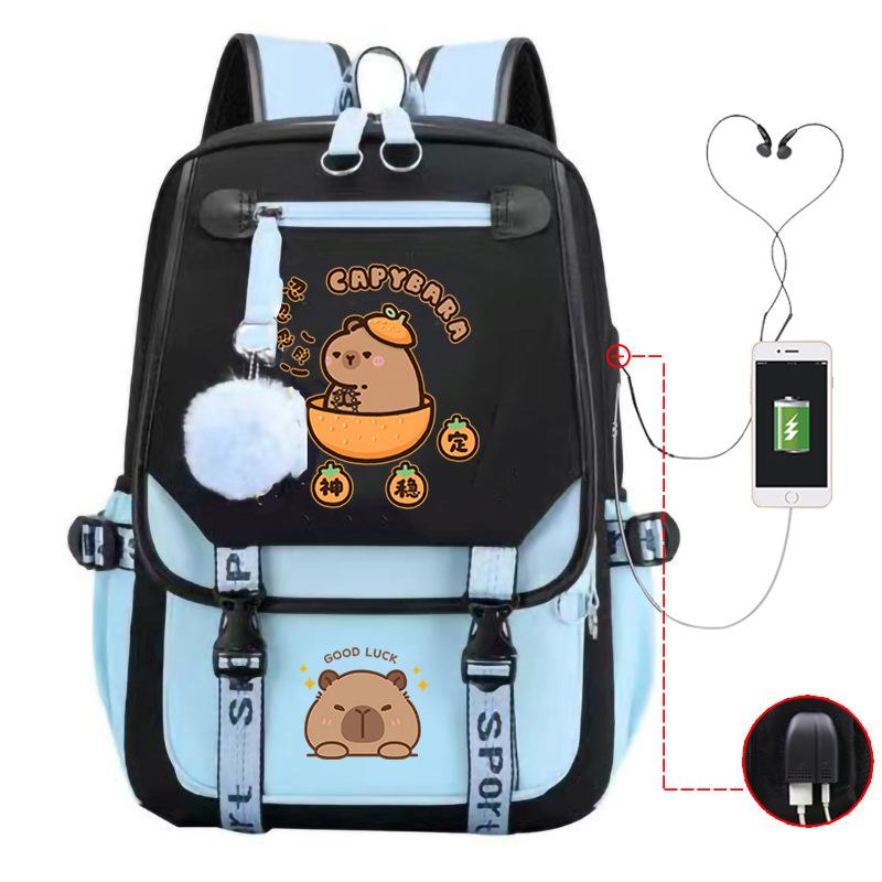 Campus Universal School Bag Kapibara Personality Trend USB Multifunctional Backpack Student New