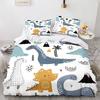 Dinosaur Bedding Set - 3 Piece Kids' Dinosaur Cartoon Bed Sheet and Pillowcase Set