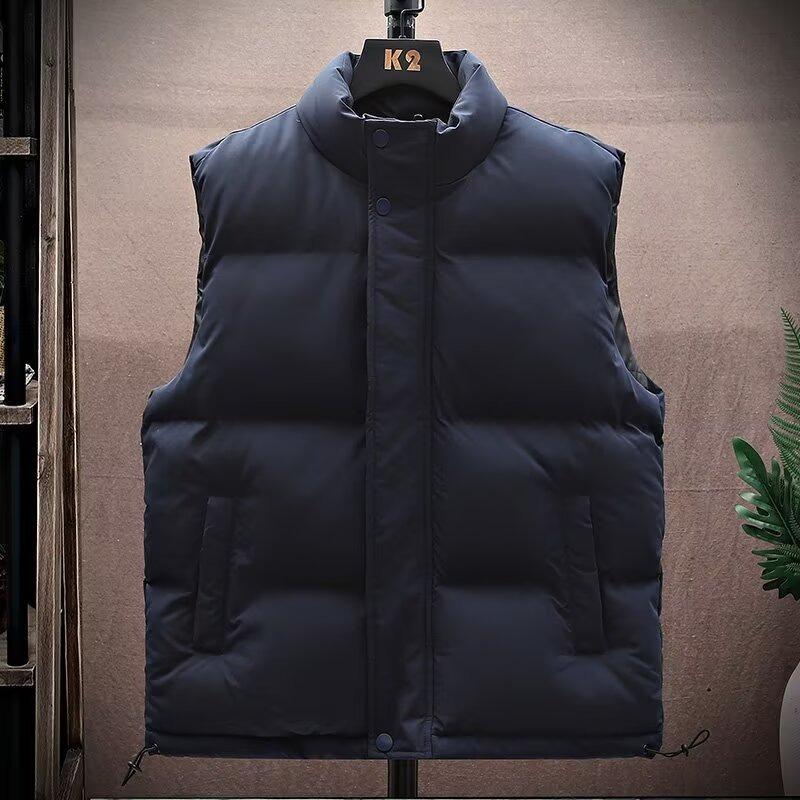 Autumn and winter warm men's vest thickened loose casual jacket men's solid color simple men's vest