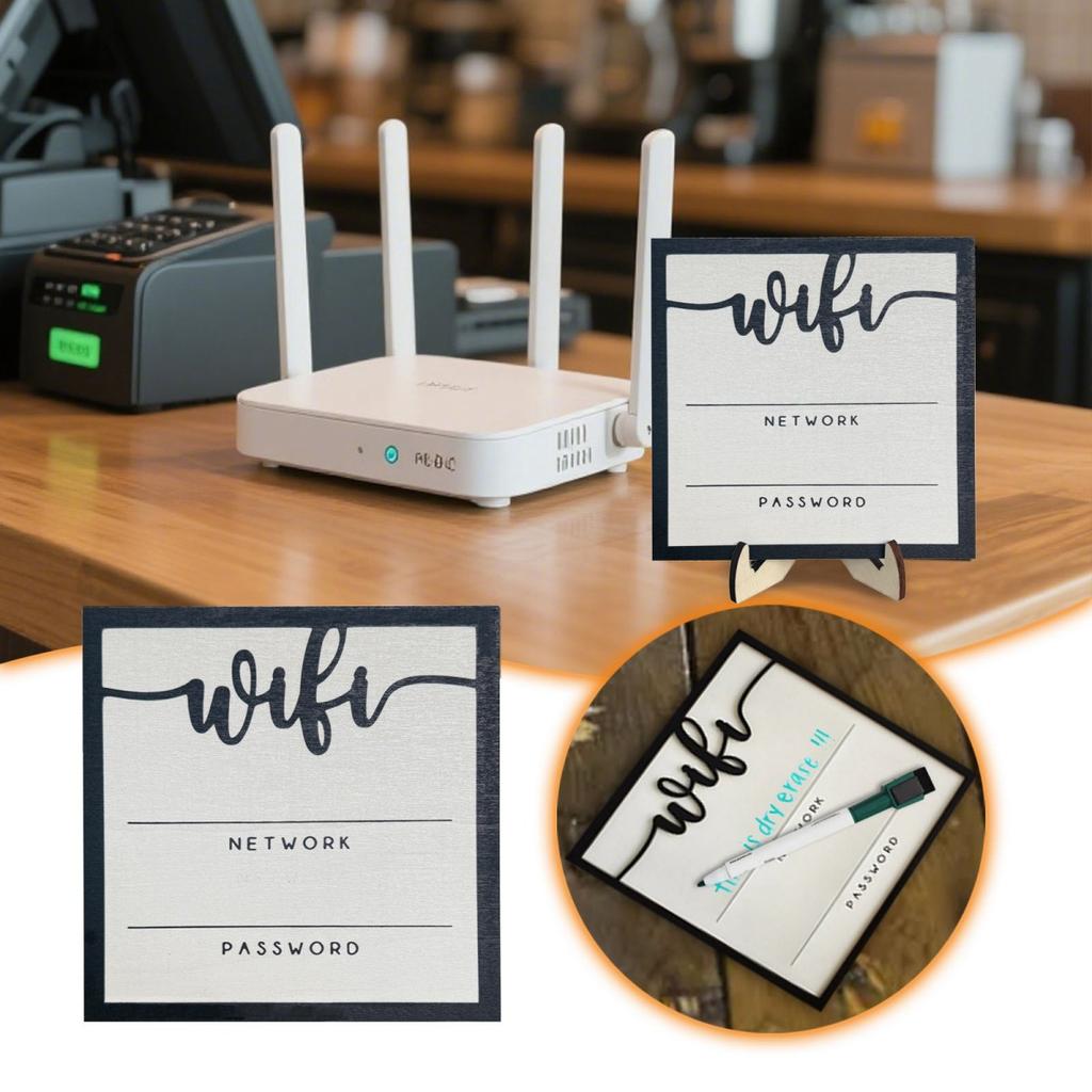 DIY Wooden WIFI Sign Craft for Home Hotel Restaurant, Handmade Wooden Decor Artwork with Carved Design