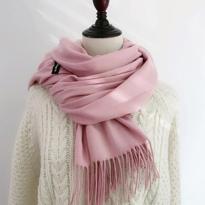 Solid Color Scarf for Women in Winter Korean Style Versatile Student Autumn and Winter Thickened Long Imitation Cashmere Red Men's Scarf Trendy