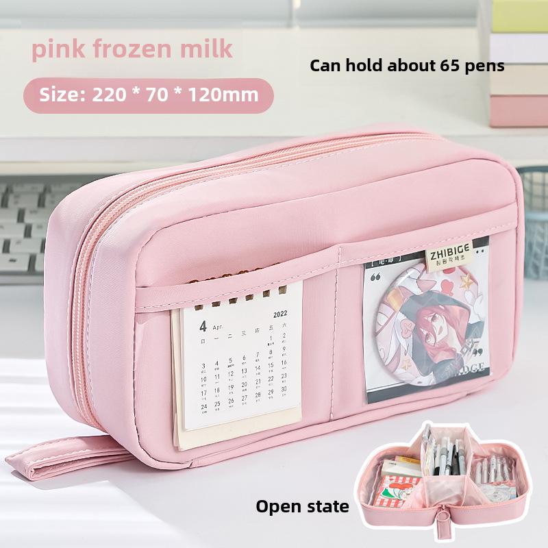 "2024 Volcano Transparent & Dirt-Resistant Pencil Case for Female Students - Large Capacity, High-Value Stationery Box"