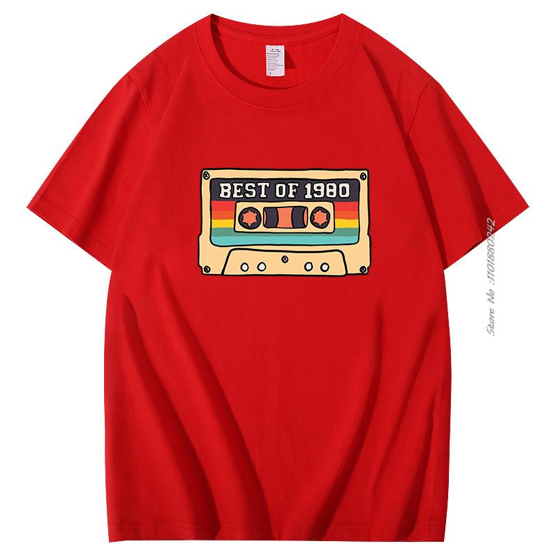 Cotton Tshirt Best Of 1980 Retro Audio Tape Graphic T Shirts Summer Harajuku Mens Short Sleeve Tshirt Streetwear Men Clothing